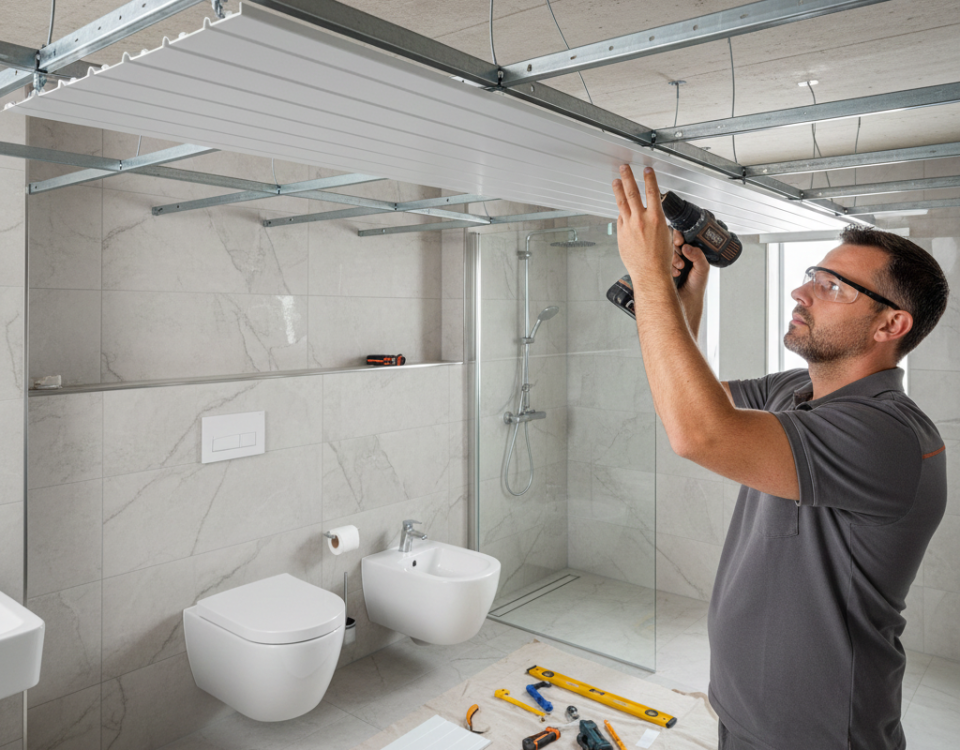 نصب سقف کاذب PVC سرویس بهداشتی