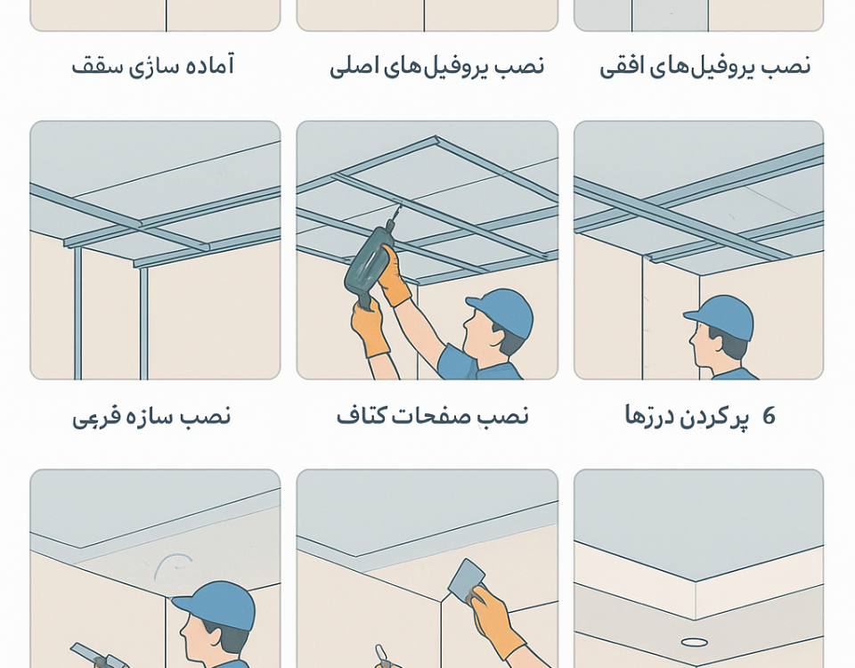 راهنمای کامل نصب سقف کناف به‌صورت مرحله‌به‌مرحله