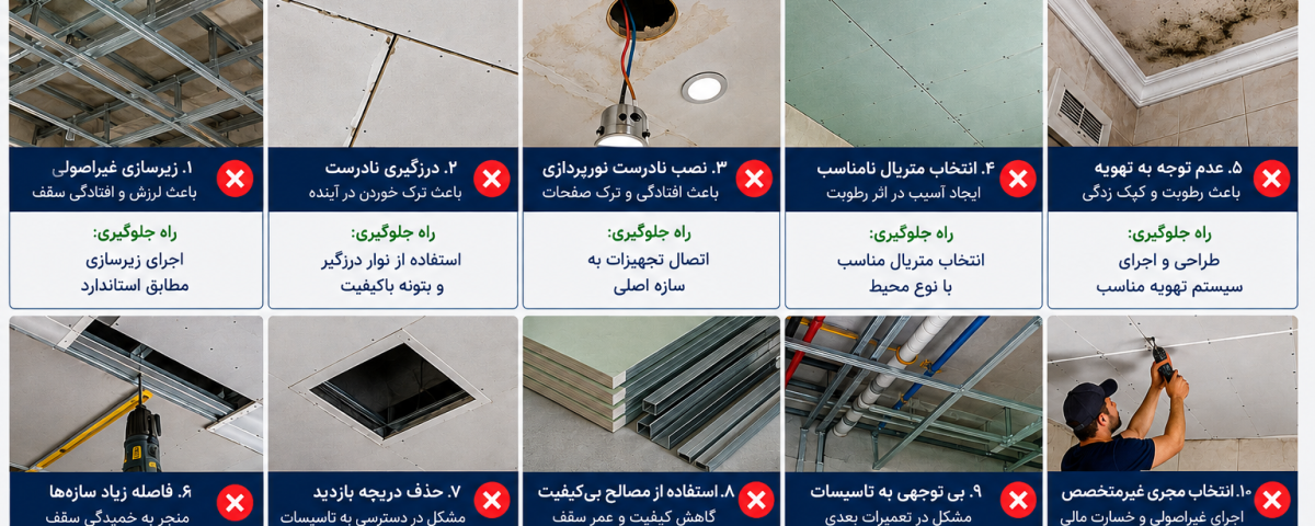 اشتباهات رایج در اجرای سقف کاذب